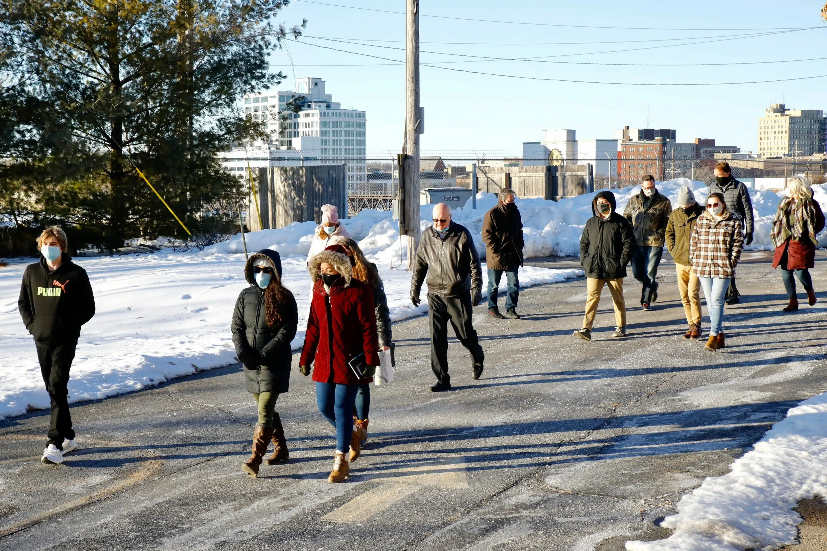 Image of Judson University Students touring the Haight Village neighborhood with Gary W. Anderson.